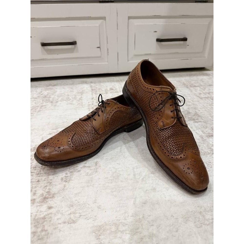 Allen Edmonds Leiden Weave Walnut Leather Woven Wingtip Oxfords - Men's 12 B